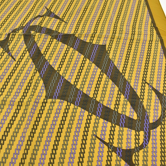 CARTIER Goldenrod, "Double C" Logo Silk Scarf (nn) - Picture 5 of 8